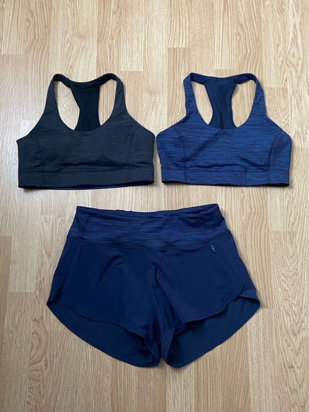 Lot of 3 Outdoor Voices Racerback Sports Bras S & Running M  Shorts Black & Navy